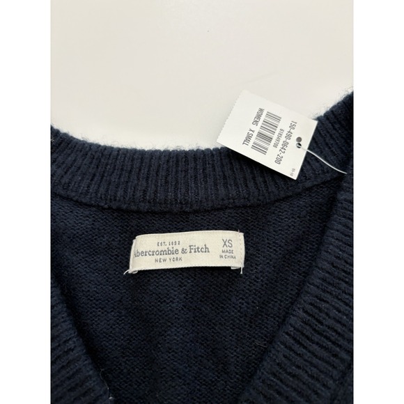 NWT Women's Abercrombie And Fitch Blue V Neck Sweater Pullover Wool Blend SZ XS - Picture 3 of 6